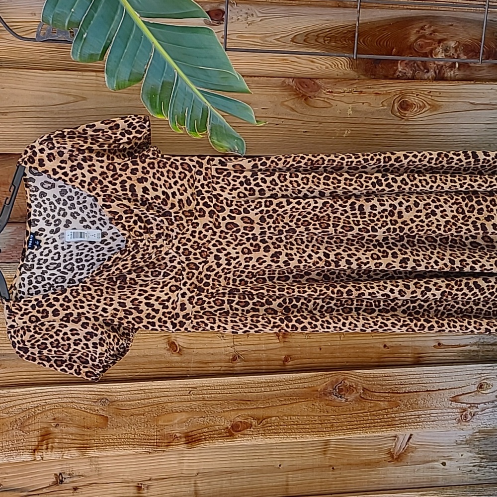 NWT Torrid Leopard Stretch Challis Skater Midi Dress Size 1x 14/16 - Picture 5 of 16